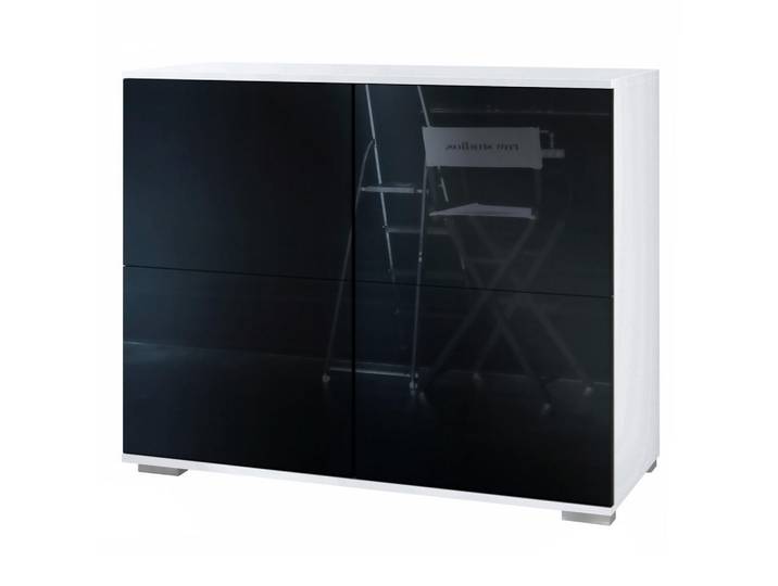 Vladon Kommode Rova Schwarz Hochglanz, 92.5x75.5x35 cm, Kleinmöbel, Kommoden, Kommoden