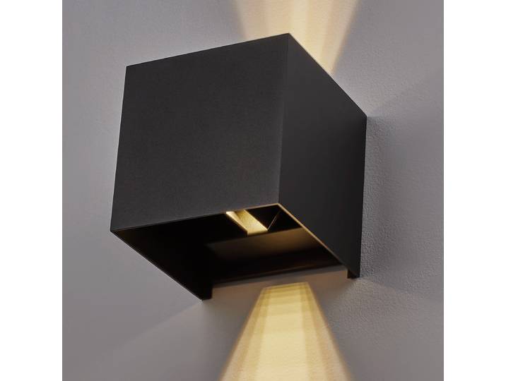 Außenwandleuchte Epic 15 x 15 x 15cm Schwarz/Schwarz