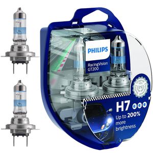 Philips Auto-Lampe RacingVision GT200, 3500 Kelvin, H7, 12 V / 55 Watt, Scheinwerferlampe, Halogen, 2 Stück