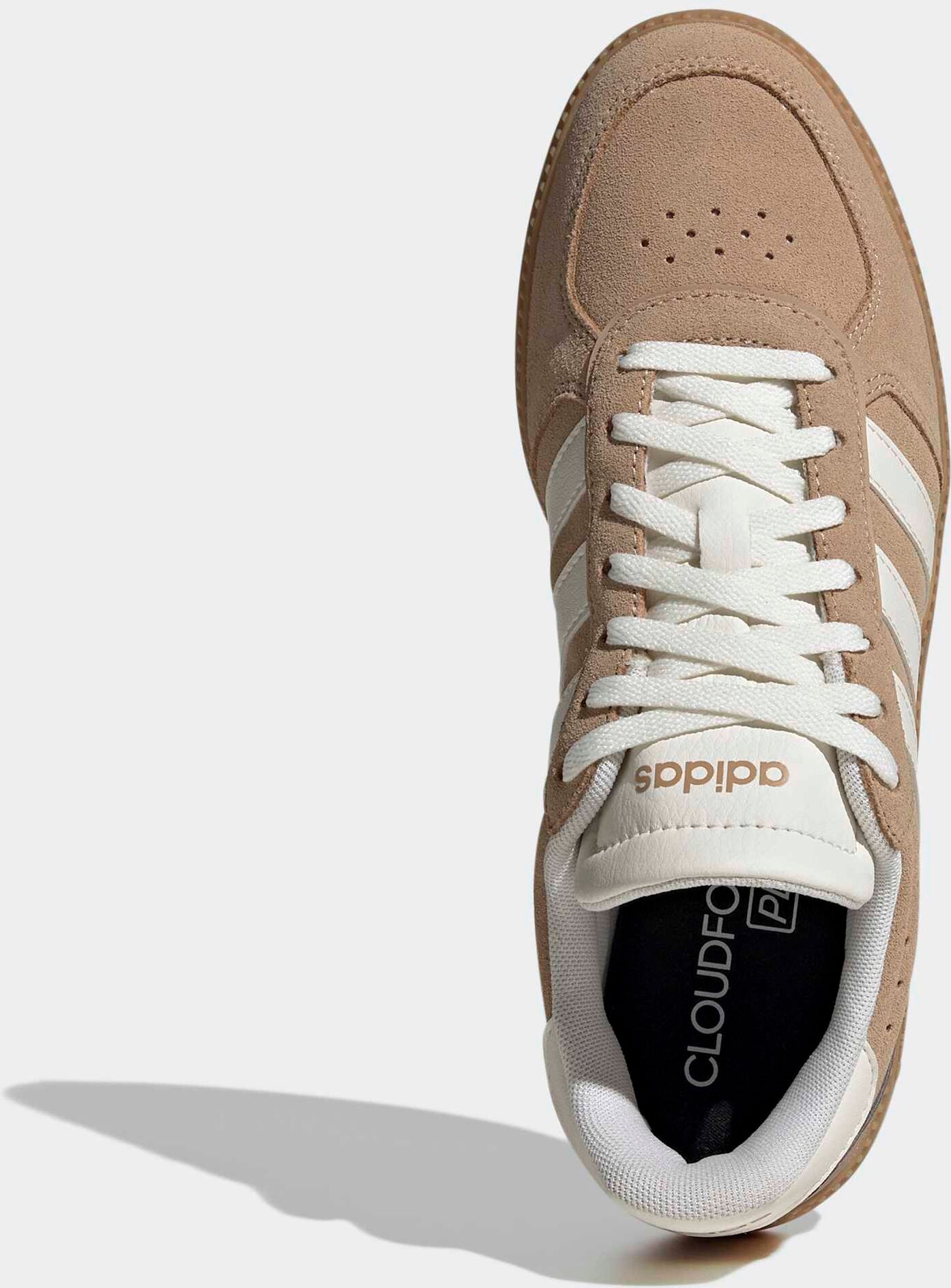 Sneaker ADIDAS SPORTSWEAR "BREAKNET SLEEK", Damen, Gr. 42,5, warsan, cweiß, gum3, Leder, Synthetik, Schuhe Sneaker, inspiriert vom Design des adidas handball spezial warsan, cweiß, gum3 42,5