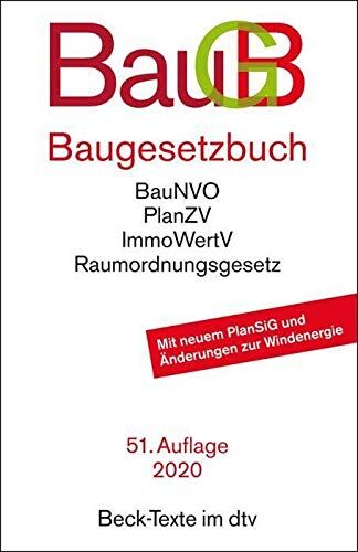 Baugesetzbuch: mit Immobilienwertvermittlungsverordnung, Baunutzungsverordnung, Planzeichenverordnung, Raumordnungsgesetz, Raumordnungsverordnung (Beck-Texte im dtv) - Preis vom 06.10.2026 07:26:00 h
