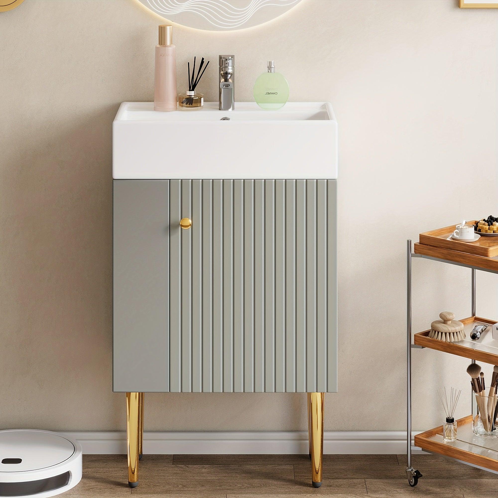 Waschtischunterschrank 55 cm - mit integriertem Waschbecken - platzsparend für das Gäste-Bad