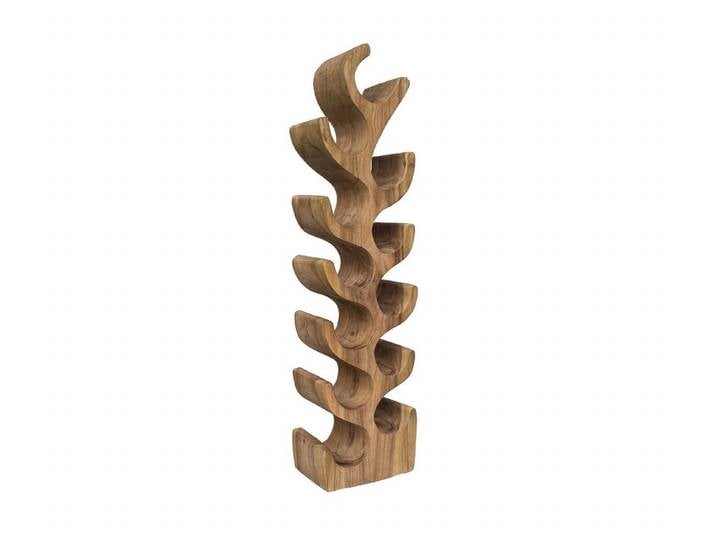 Livingfurn Weinregal Design Massivholz Weinregal Weinständer aus Suar Holz Natur Hartholz, Massivholz