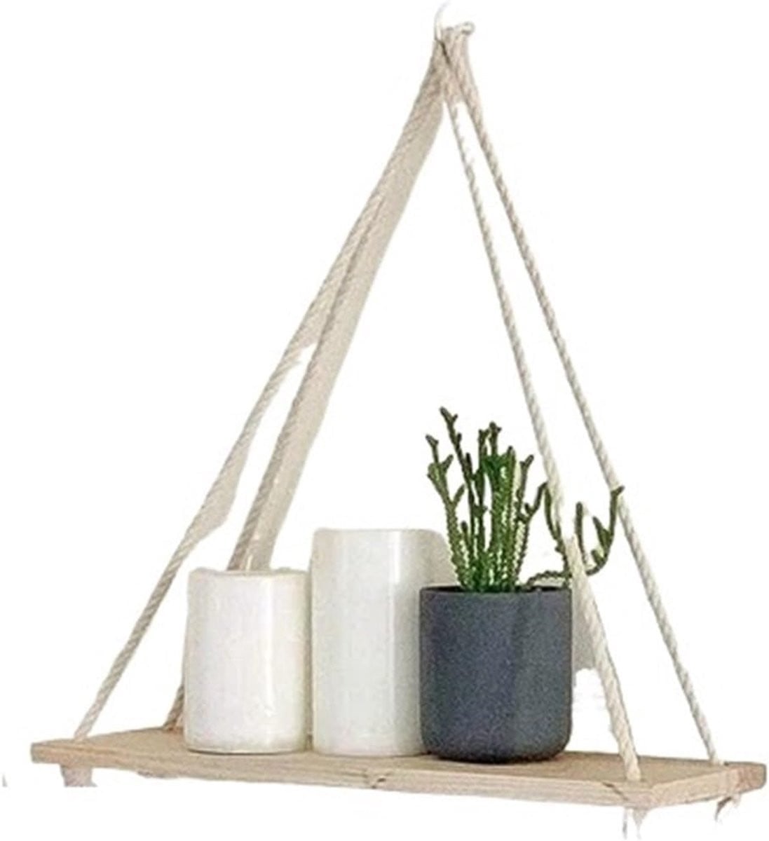 Houten Wandplank - Zwevende Plank - Decoratieve Opslag - Houtkleur - B: 35 cm, D: 14 cm