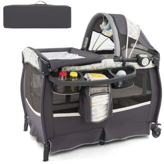 Costway 4 in 1 Portable Pack and Play Baby Nursery Center with Bassinet-Yellow