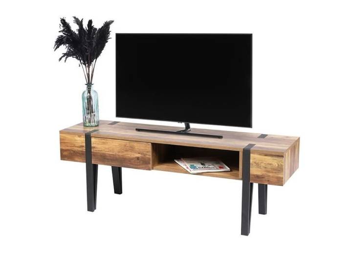 Meuble TV avec tiroir bois et métal Brams