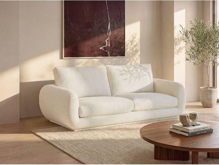 Sofa 3-Sitzer aus Stoff Cremeweiß SIDORIO