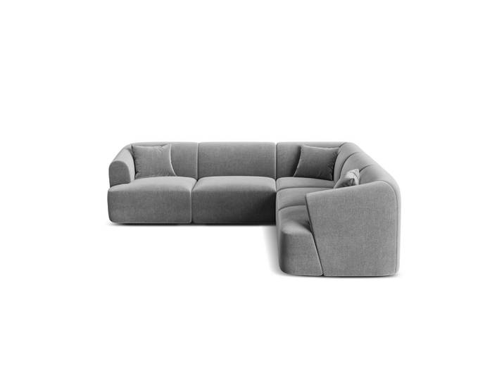 Cosmopolitan Design Symmetrisches-Modulares-Ecksofa Campi aus Samt grau 6 Sitzplätze, Grau, 255x255 cm, Wohnzimmer, Sofas & Couches, Wohnlandschaften, Ecksofas