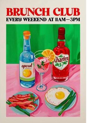 Uplift Essentials Mediterranean Aperitivo Wall Art Aperol Spritz, Negroni & Wine Cocktail Posters Modern Sardine & Pizza Kitchen Decor style 5 16x24 In