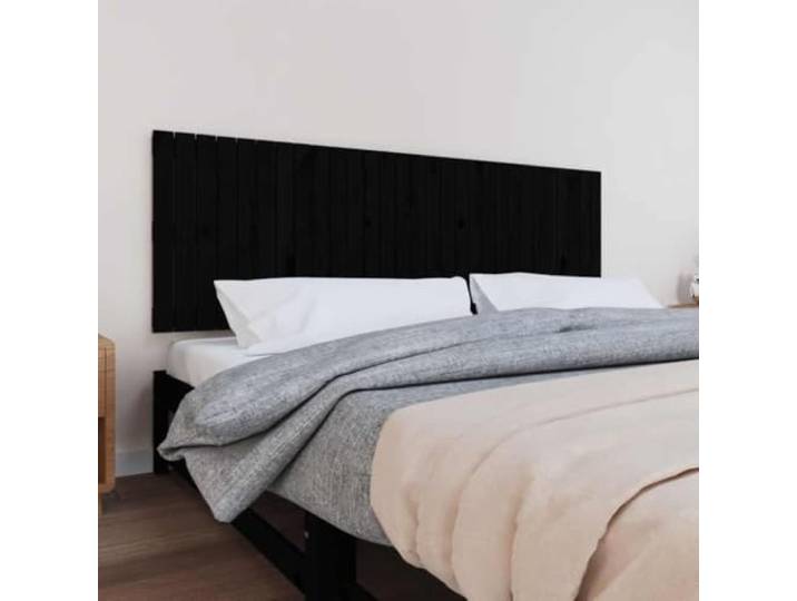 Bett Kopfteil aus Holz schwarz 185x3x60 cm aus massivem Kiefernholz, Wand montiert, bietet perfekte Rückenstütze beim Lesen oder Fernsehen in