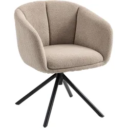 ARMLEHNENSTUHL Loungesessel mit Armlehne, 360° Drehfunktion, Leinenoptik, Hellbraun