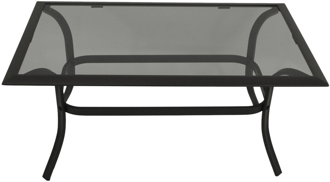 Ophelia & Co. Heeter Rectangular Glass Steel Outdoor Side Table and Coffee Table - 102 cm W 61 cm D Black