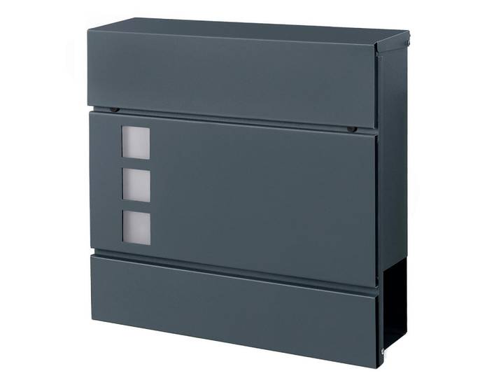 Briefkasten, Dunkelgrau, Metall, Kunststoff, 37x37x10.5 cm, Einwurföffnung mit Klappe, Freizeit & Co, Briefkästen & Paketboxen