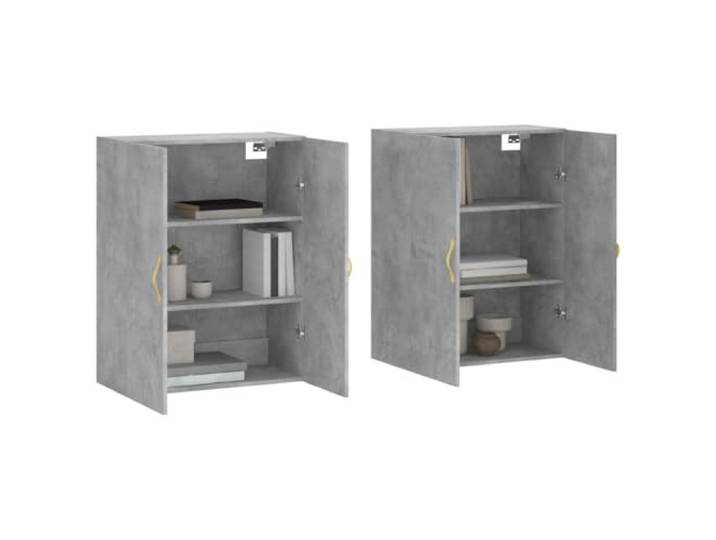 KTHLBRH Wandmöbel 2 Stück grau Beton 69,5 x 34 x 90 cm Mehrschichtiges Holz, Wandschrank, großer Stauraum, Wandmontage, Design mit Türen