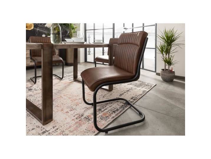 Chaise cantilever - Cuir (Marron) - IRON LABEL 03