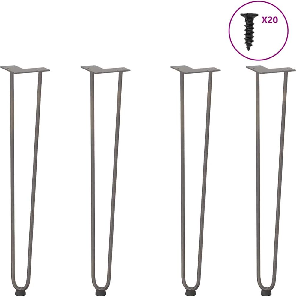 vidaXL Pieds en épingle à cheveux pour consoles lot de 4 naturel 72 cm