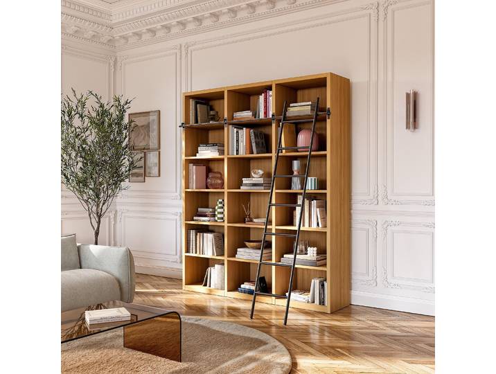 HABITAT - Bibliothèque en chêne avec échelle amovible - Naturel - Design by Hélèna Pille - Camus
