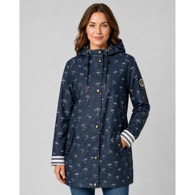 Regenjacke ANKERGLUT "Friesennerz ankerglutbucht Regenmantel, Longjacket", Damen, Gr. 44L, blau (navy), Web, Obermaterial: 100% Polyurethan. Futter: 100% Polyester, figurumspielend hüftbedeckend, gerader Abschluss mit Druckknopf, Jacken Regenjacke,...