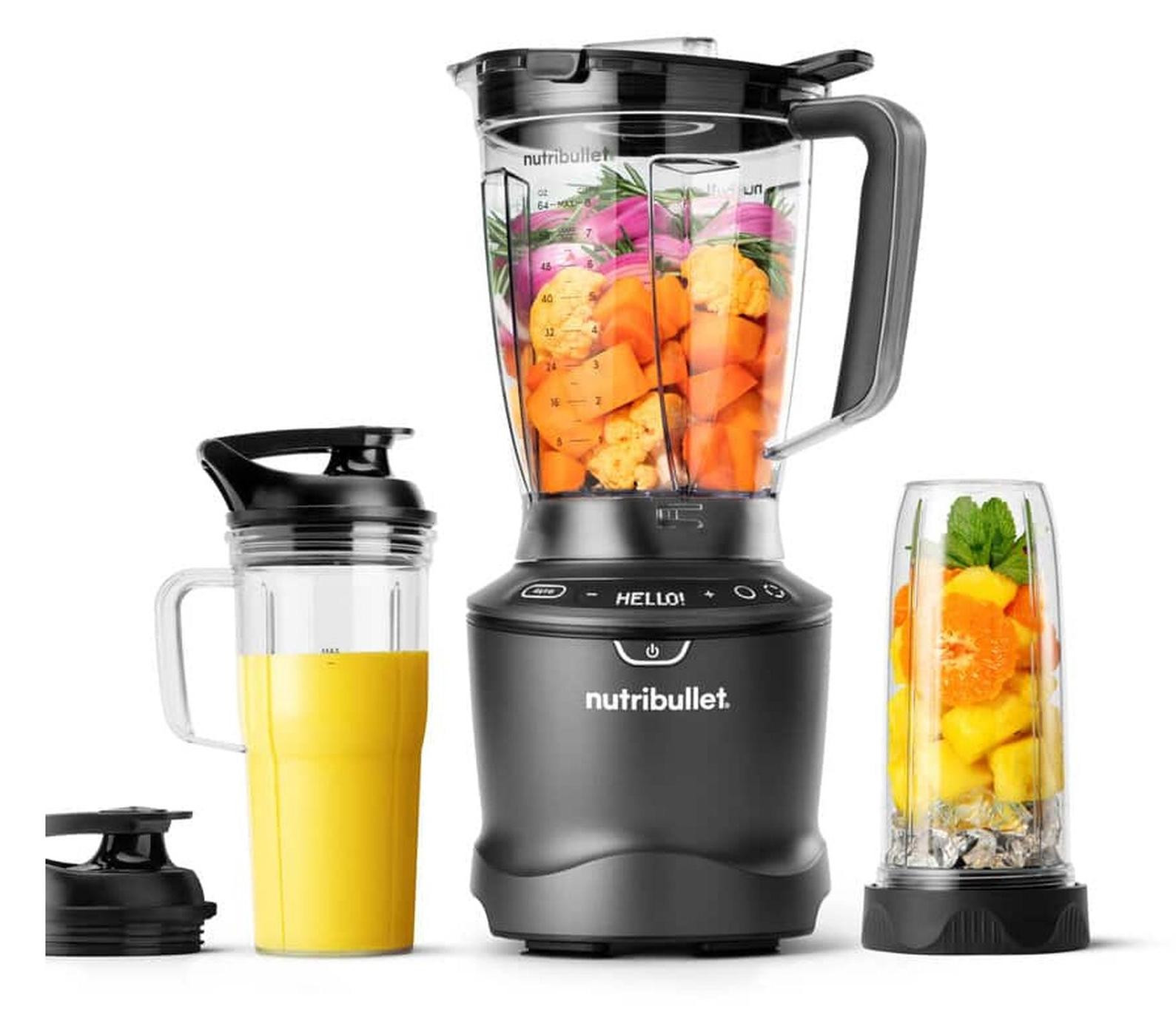 NutriBullet SmartSense 1500 Combo Standmixer NBF550DG, donkergrijs, 1500 Watt, 1,89 liter, 0,946 liter & 0,71 liter