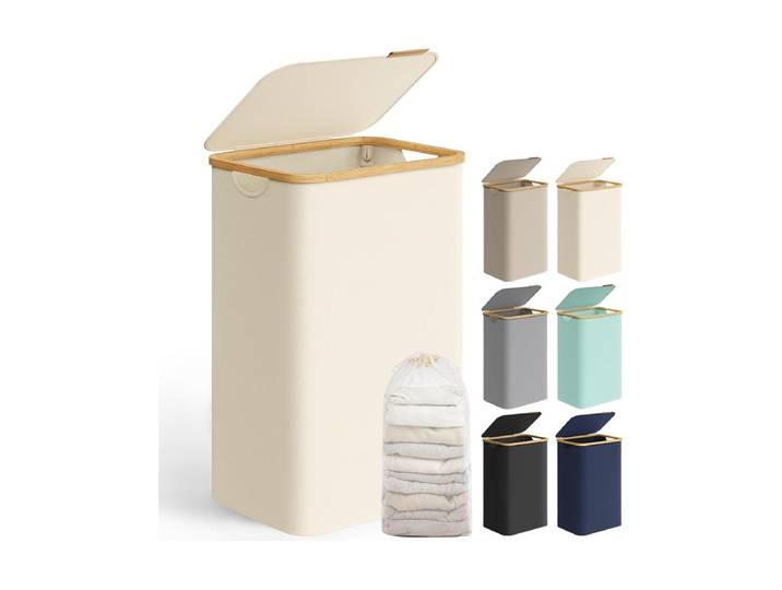 Wäschekorb SONGMICS 90 l , beige (natur), Polypropylen, Wäschesammler, Wäschekorb