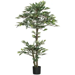 Outsunny Künstlicher Ficusbaum – 1,5 m hohe Zimmerpflanze, realistischer Stamm & Äste, Moosabdeckung, inkl. Topf
