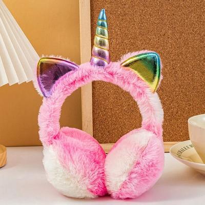 Uplift Essentials Colorful Unicorn Plush Earflap Earmuffs For Kids And Women style 1 Pk