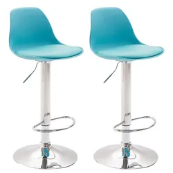 CLP 2er Set Barhocker Kiel Kunststoff chrom blau