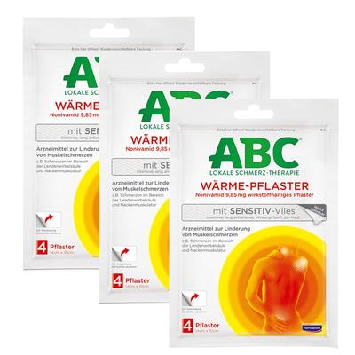 ABC Wärme-Pflaster sensitive Hansaplast med 10x14 3-er Set 3x4 St Pflaster