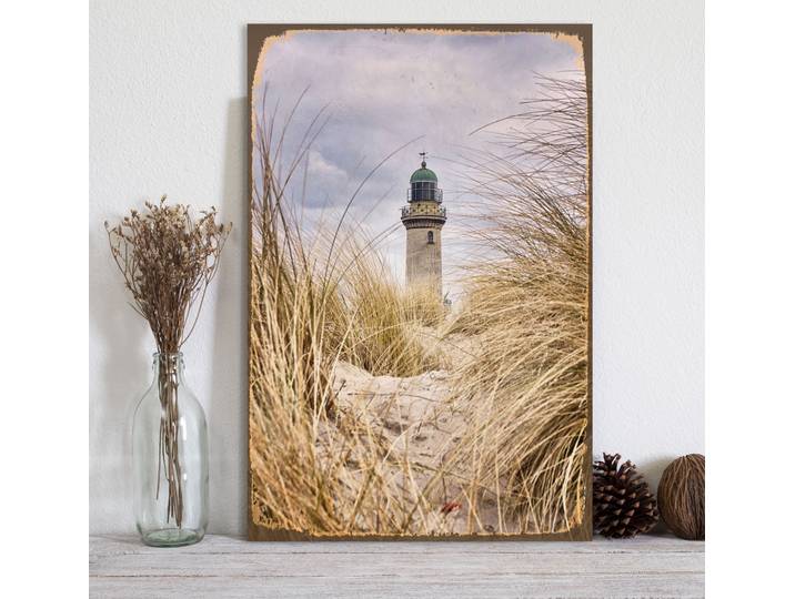 Metallbild QUEENCE Leuchtturm , beige (farbe bild(er): beige), B:20cm H:30cm, Metall, Stahl, Bilder, Metallbild, Stahlschilder