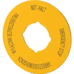 Eaton 167638 Schild, NOT-HALT, D = 60 mm, gelb, PL, EN, DE, IT M22-XBK15  - 10 Stück