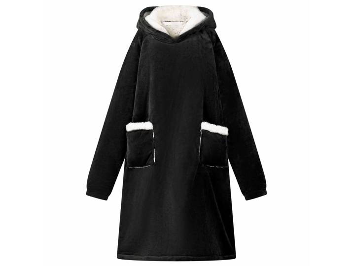 vidaXL Decken-Hoodie Schwarz L Fleece und Flanell