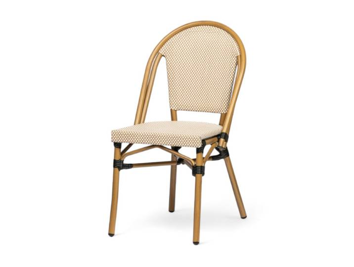 Chaise de terrasse LAZARE - Textilène beige et blanc