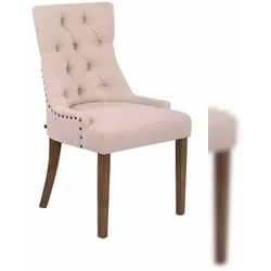 Décoshop26 - Esszimmerstuhl Schreibtischstuhl oder Schminktischstuhl mit cremefarbenem Stoffbezug FAL10059