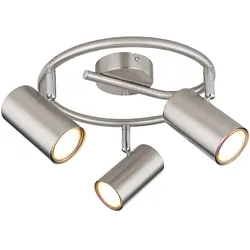 Deckenleuchte 3 flammig Wohnzimmerlampe Spotleuchte Nickel matt Deckenlampe Schlafzimmerleuchte Deckenstrahler beweglich, 3x GU10, DxH 25 x 13,5 cm
