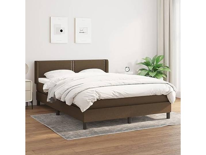 RJPLMFV Lattenrost mit Matratze, 140 x 200 cm, Dunkelbraun Kopf höhenverstellbar, Taschenfedern, mittlere Unterstützung, atmungsaktiver Stoff