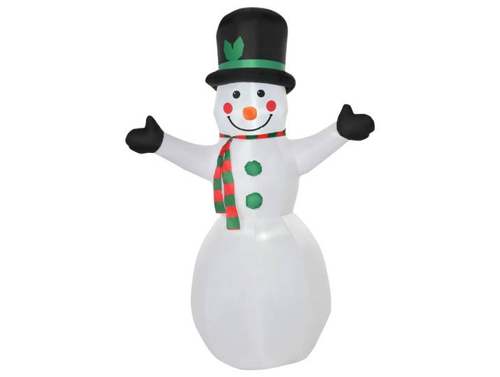 Homcom Weihnachtsschneemann aufblasbarer Schneemann mit 2 Modulleuchten Weiß, Kunststoff, 72x193x130 cm, Dekoration, Weihnachtsdekoration