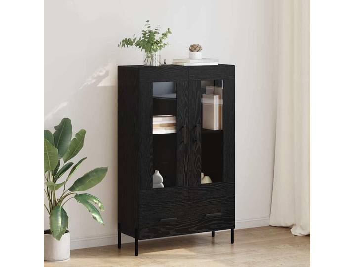 vidaXL Meuble haut CORONA\, noir\, imitation chêne\, 69\,5 x 31 x 115 cm