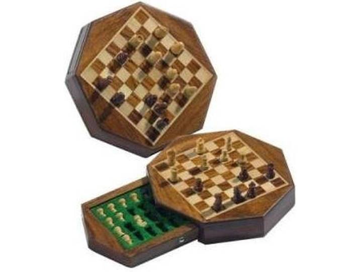 HOT Games - Magnetisch Reisschaakspel - Acacia Hout 14,5x3cm