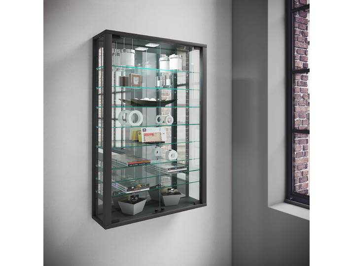 Vitrine suspendue Vitrosa - 59 cm 91cm Avec éclairage Noir/Noir