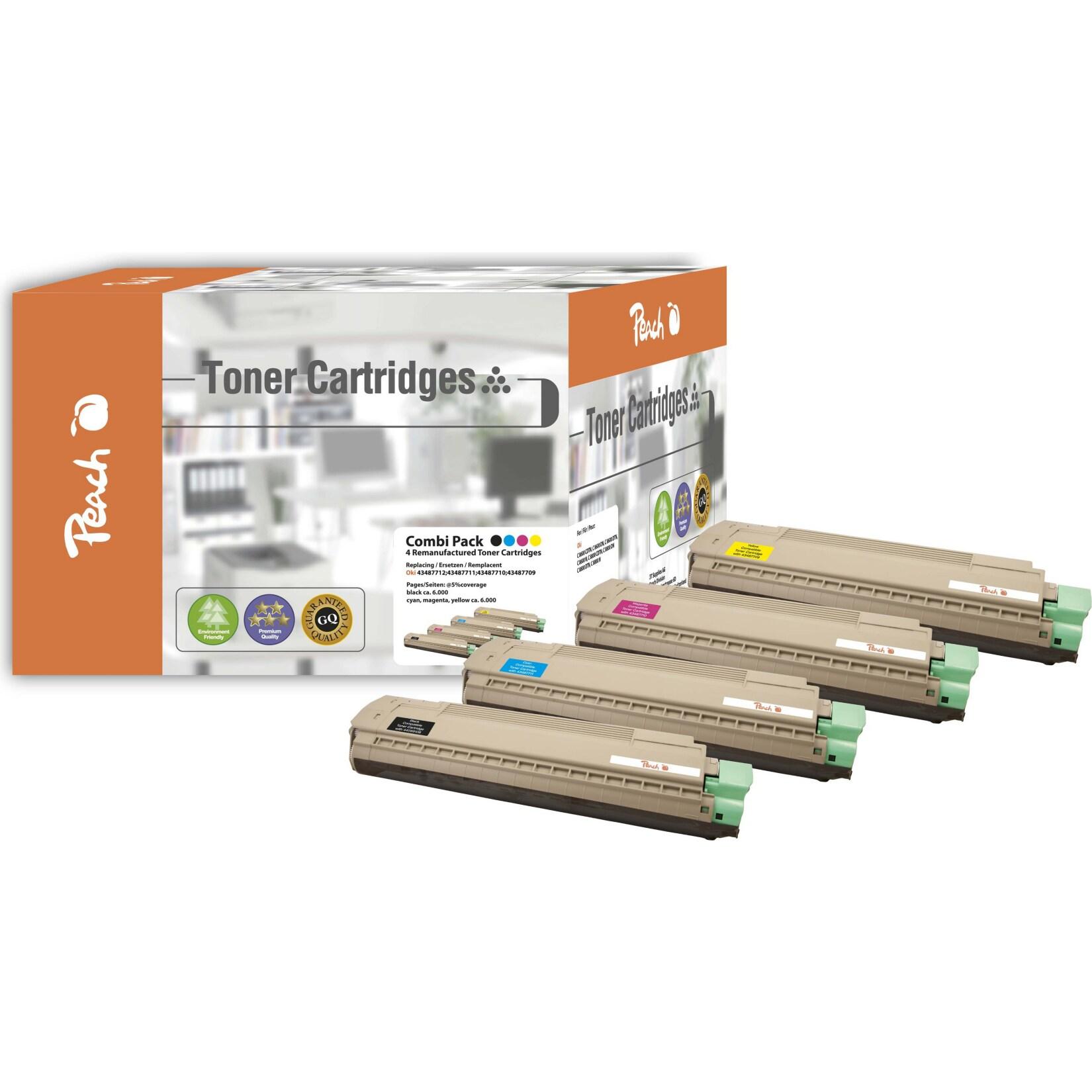 Peach O4348/69 4 Toner (bk, c/m/y) ersetzt OKI 43698501 für z.B. OKI C 8600 CDTN, OKI C 8600 DN, OKI C 8600 DTN, OKI C 8600 N, OKI C 8600 (wiederaufbereitet)