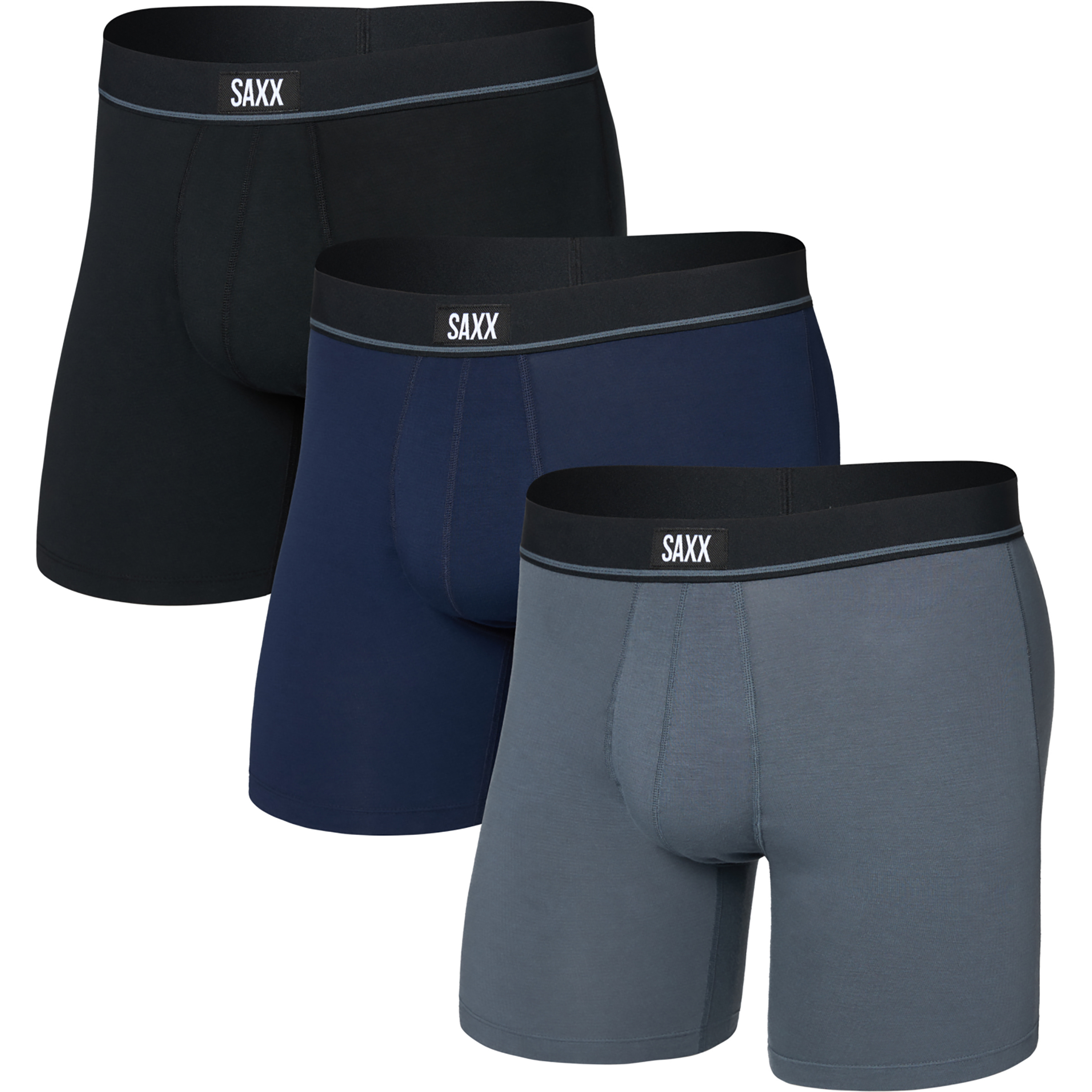 Saxx Underwear Essential Cotton Brief Fly 3er Pack Boxer Herren Kurze Unterhose schwarz Größe M Hautfreundlich
