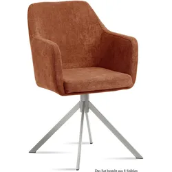 ARMLEHNSTUHL (8er-Set) Dorrie 57x87x60 Edelstahl/Cognac