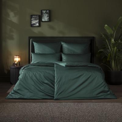 Bettwäsche ESTELLA "Valetta", grün (581, blautanne), B/L: 135cm x 200cm, 1 Stk., 1 Stk., Satin, B/L: 80cm x 80cm, 2, Satin, Obermaterial: 100% Baumwolle, Bettwäsche, Bettwäsche, Gefertigt aus mercerisierter Baumwolle.