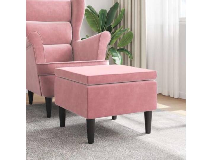 Hocker, Samt, Rosa, mit Holzbeinen, gepolsterte Fußstütze für Wohnzimmer Weiche Polsterung, Holzstabilität, vielseitig einsetzbar, kompaktes Design, einfache Pflege, warmes Interieur
