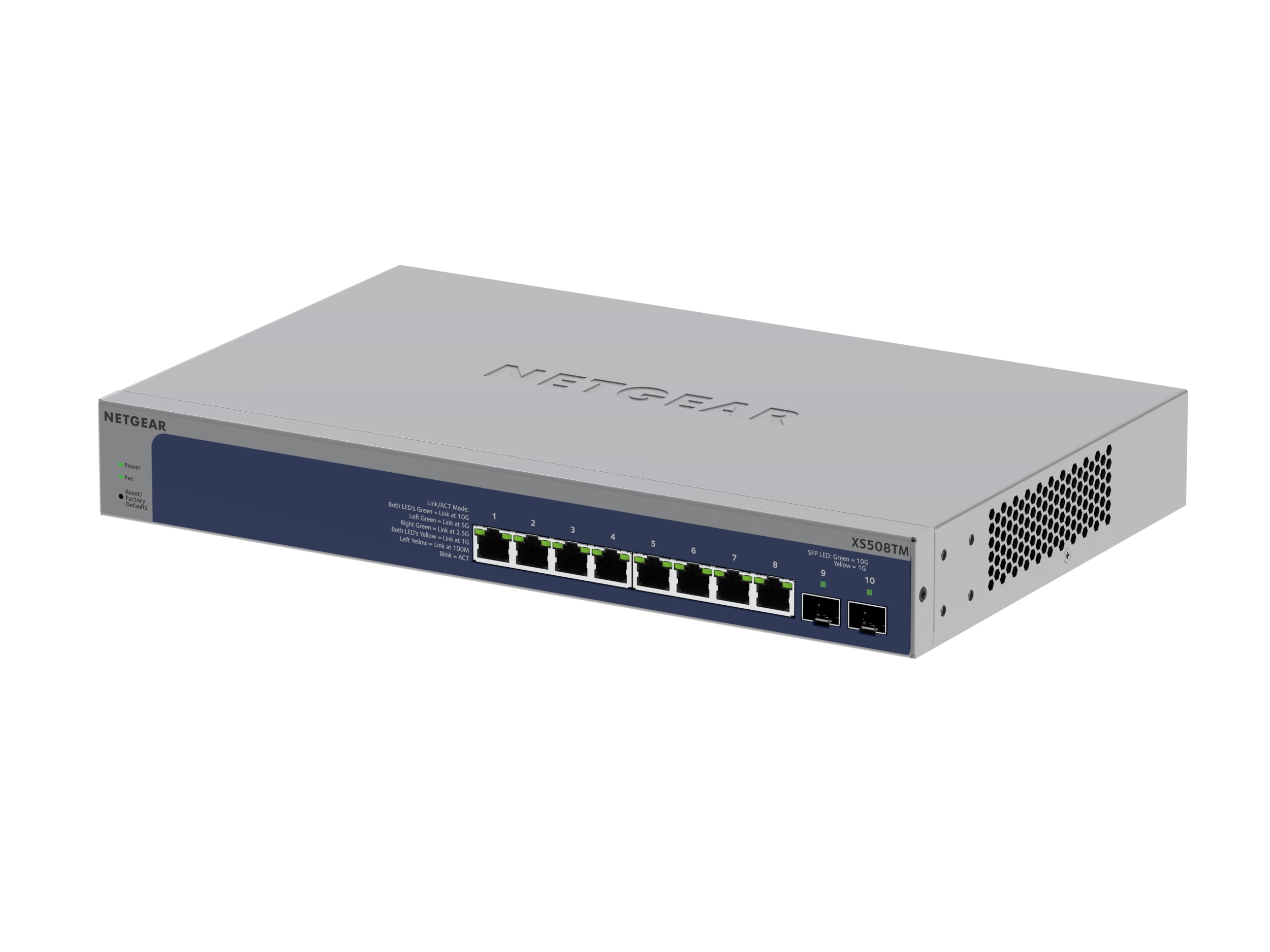 NETGEAR 10-Port 10G/Multi-Gigabit Ethernet Smart Switch (XS508TM): Managed, mit 8 Multi-Gig-Anschlüssen, 2 10G SFP+, optionales Insight Cloud Management, Wand- oder Rack-Befestigung