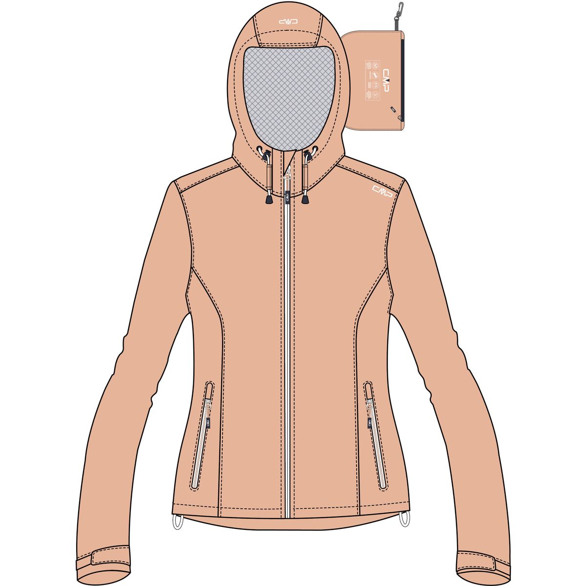 CMP Woman Jacket FIX Hood salmone (C520) 46 39X6636-C520-46