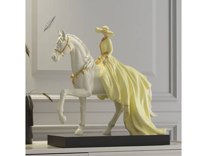 Sculpture de Princesse à Cheval Haut de Gamme, Ornements de Luxe pour la Décoration Intérieure, Salon, Bureau, Cave à Vin, Cadeau