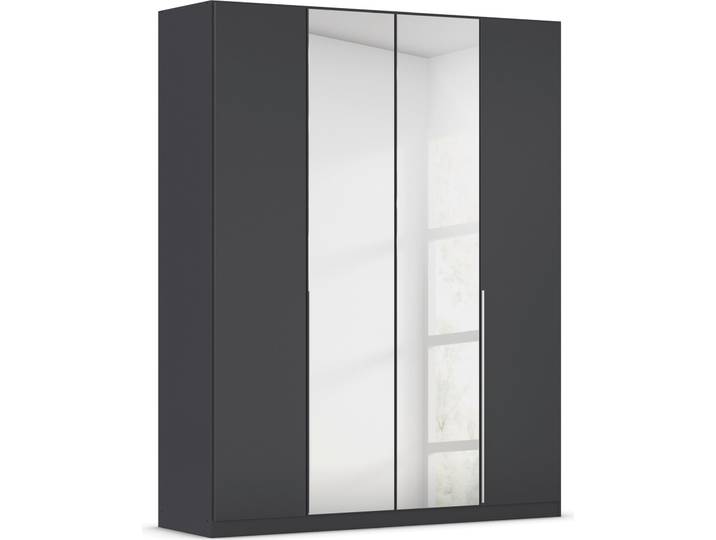 Drehtürenschrank, Holzwerkstoff, Graumetallic, 181×229×54 cm, Spiegeltüren, Klassisch, Rauch