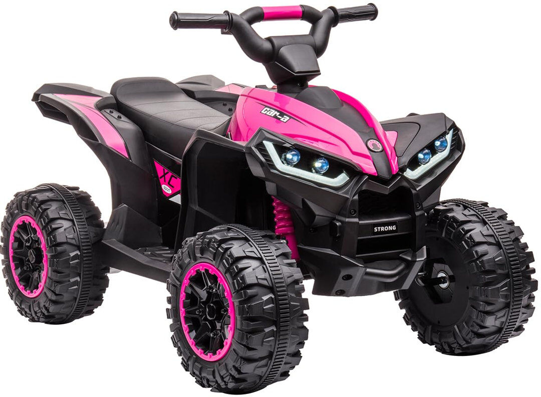 ZACOO 12V Kids Electric ATV HL578 Quad Ride-On Toy Car with Parental Remote Control, 2 Speeds, Wireless Music, LED Lights, Gradual Start & Treaded Tires for Pink