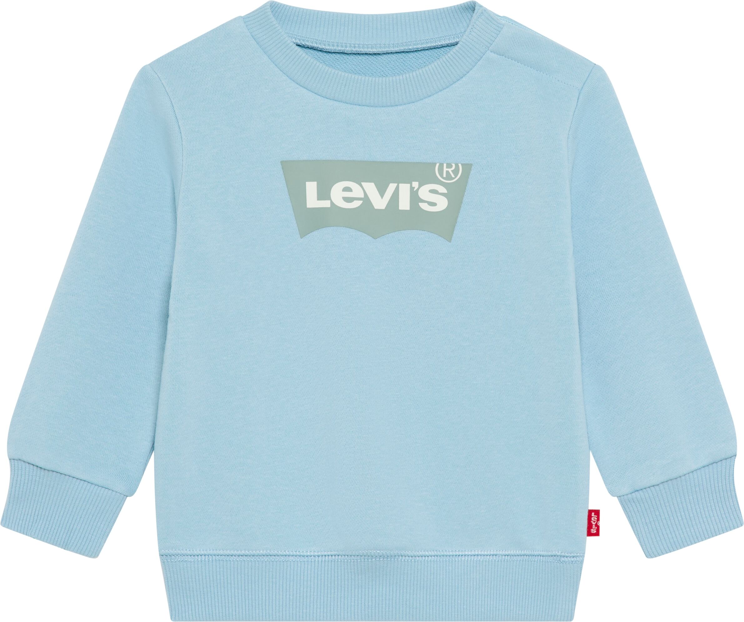 Sweatshirt LEVI'S KIDS "LVB LVB FRENCH TERRY BATWING", Jungen, Gr. 36M (98), blau (forget me not), Sweatware, Obermaterial: 60% Baumwolle, 40% Polyester, bedruckt, regular fit normal, Rundhals, Rippbündchen, Sweatshirts Sweatshirt, BABY UNISEX forget me n